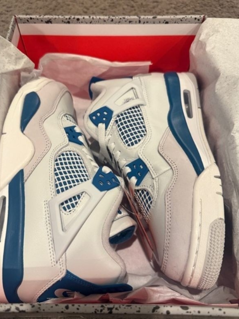 Nike Kids White and Blue Retro Basketball Sneakers